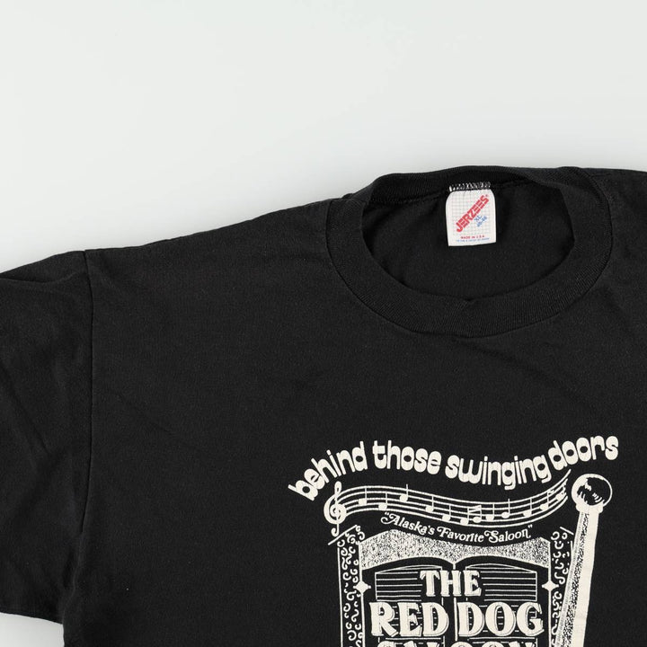 Vintage 80s-90'S Jerzees Printed T-Shirt, Made in USA, Men's XL cotton black type Vintage Second Hand