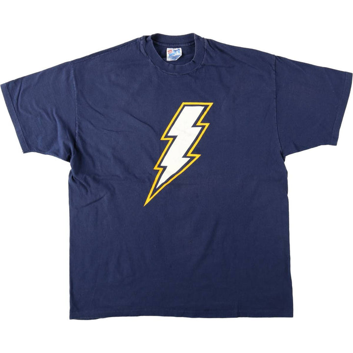 90'S Hanes Los Angeles Chargers sports print t-shirt, made in USA, men's size XL equivalent, vintage. cotton navy blue type Vintage Second Hand