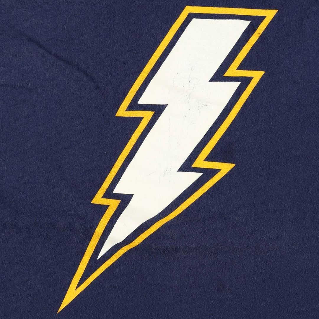 90'S Hanes Los Angeles Chargers sports print t-shirt, made in USA, men's size XL equivalent, vintage. cotton navy blue type Vintage Second Hand