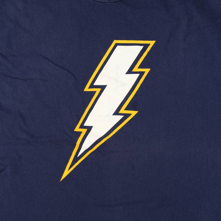 90'S Hanes Los Angeles Chargers sports print t-shirt, made in USA, men's size XL equivalent, vintage. cotton navy blue type Vintage Second Hand