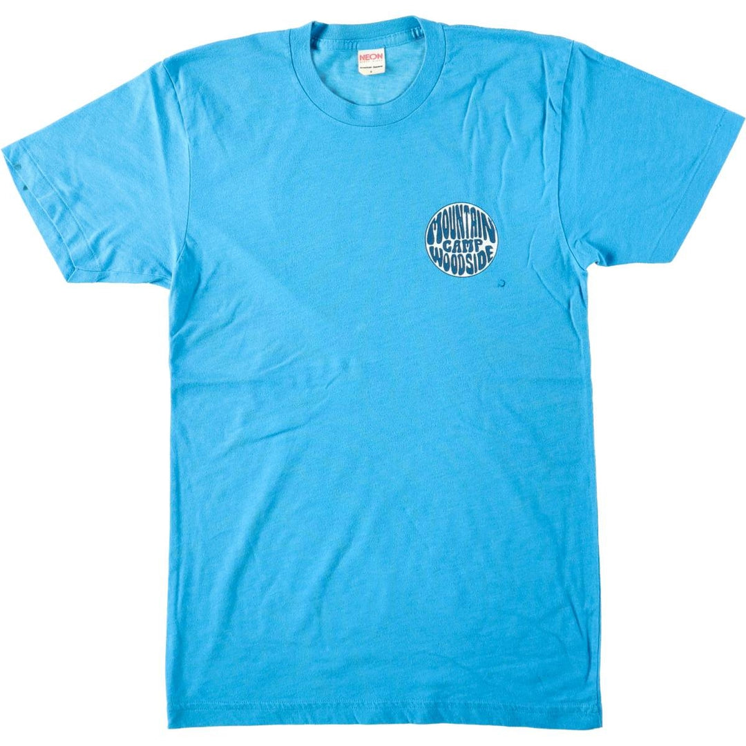 90'S NEON print T-shirt, Made in USA, Men's size S equivalent, Vintage unclear Blue type light blue Vintage Second Hand