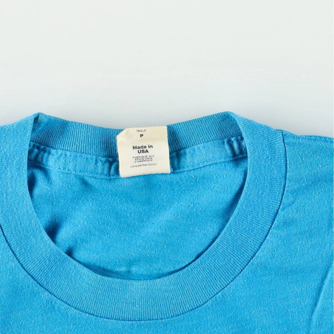 90'S NEON print T-shirt, Made in USA, Men's size S equivalent, Vintage unclear Blue type light blue Vintage Second Hand