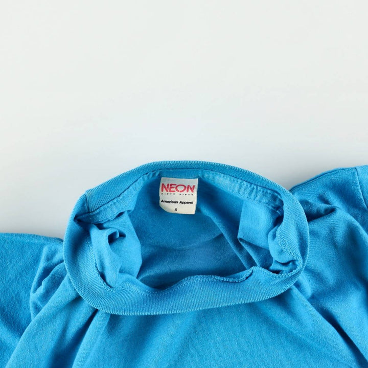 90'S NEON print T-shirt, Made in USA, Men's size S equivalent, Vintage unclear Blue type light blue Vintage Second Hand