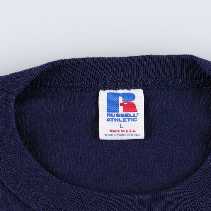 Vintage 90'S Russell print T-shirt, Made in USA, Men's Size L cotton navy blue type Vintage Second Hand