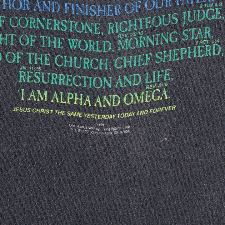 90'S JESUS Religious Print T-Shirt, Men's XL (approx.), Vintage unclear black type Vintage Second Hand