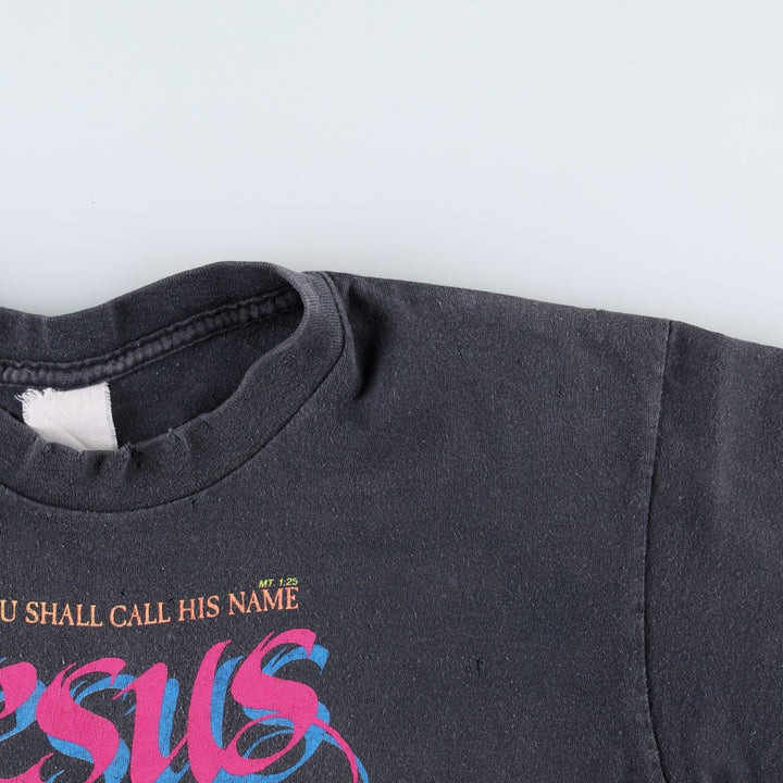 90'S JESUS Religious Print T-Shirt, Men's XL (approx.), Vintage unclear black type Vintage Second Hand