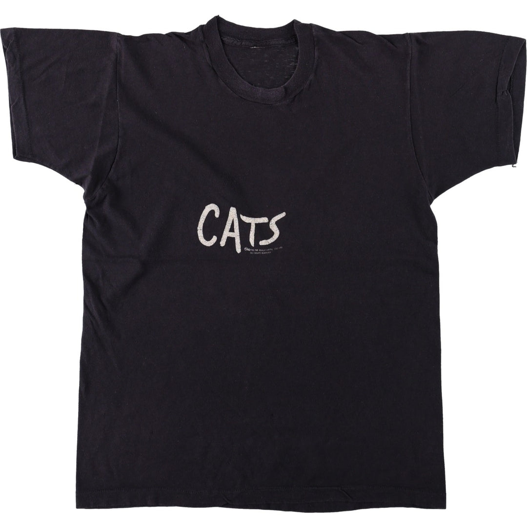 80'S CATS Cat Pattern Print T-Shirt, Men's XL (approx.), Vintage unclear black type Vintage Second Hand
