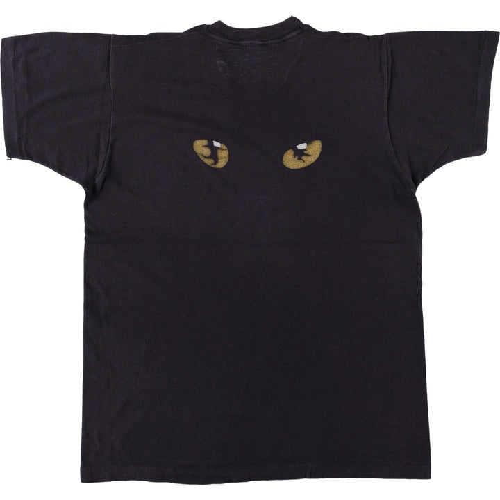 80'S CATS Cat Pattern Print T-Shirt, Men's XL (approx.), Vintage unclear black type Vintage Second Hand