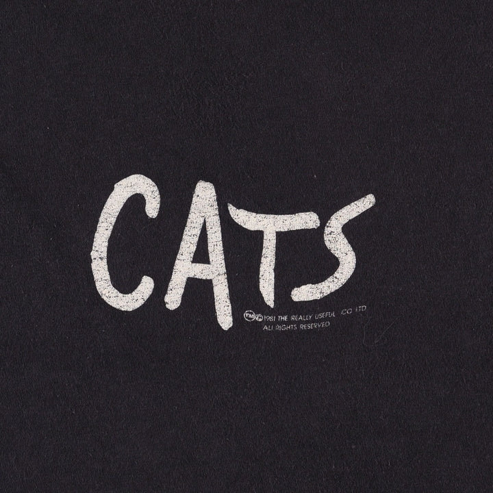 80'S CATS Cat Pattern Print T-Shirt, Men's XL (approx.), Vintage unclear black type Vintage Second Hand
