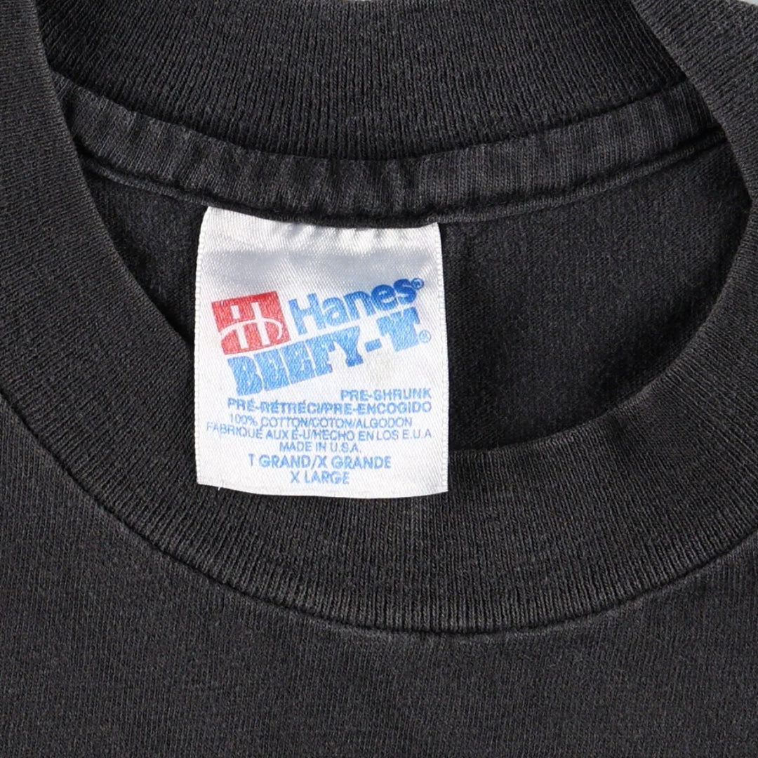 90'S Hanes BEEFY-T Vegetable Print T-Shirt, Made in USA, Men's XL equivalent, Vintage cotton black type Vintage Second Hand
