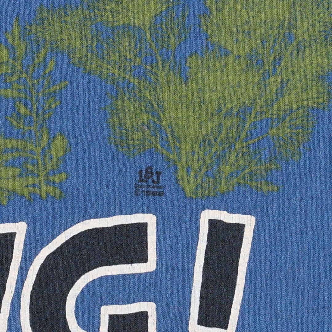80'S Jerzees fish print t-shirt, made in USA, men's size XL equivalent, vintage. cotton blue type Vintage Second Hand