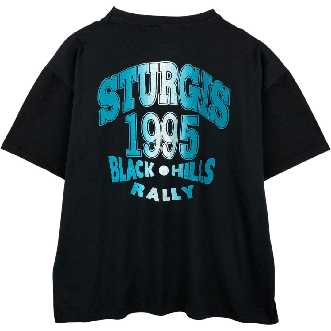 Hanes Sturgis Motorcycle Rally Motorcycle T-shirt, Men's XL (approx.) cotton black type Vintage Second Hand
