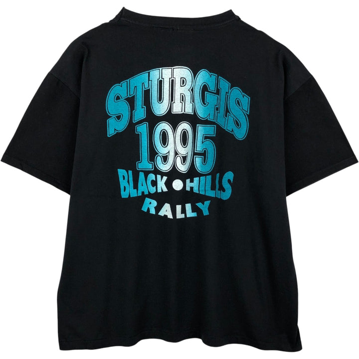 Hanes Sturgis Motorcycle Rally Motorcycle T-shirt, Men's XL (approx.) cotton black type Vintage Second Hand