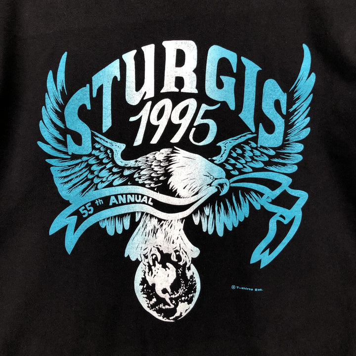 Hanes Sturgis Motorcycle Rally Motorcycle T-shirt, Men's XL (approx.) cotton black type Vintage Second Hand