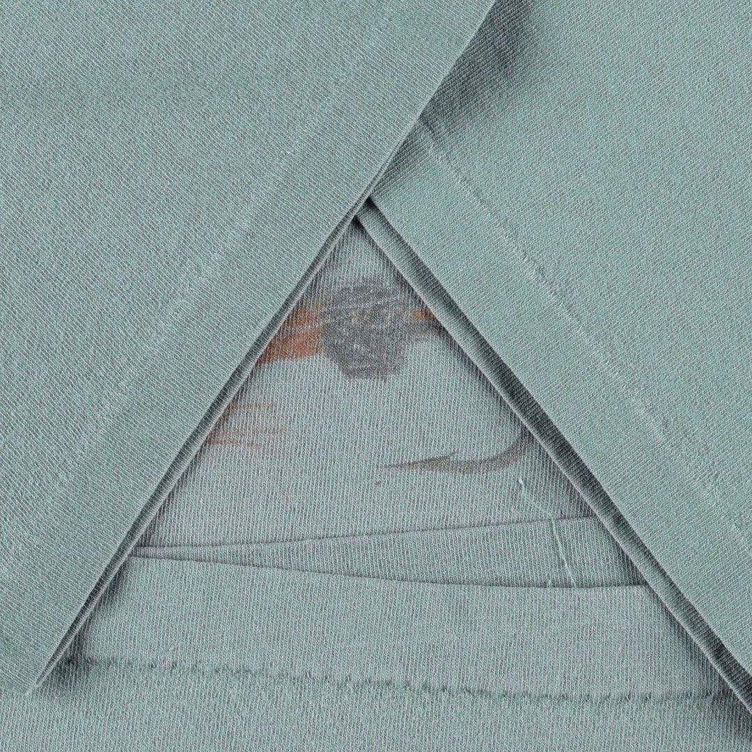 90'S Columbia Short-Sleeve Printed T-Shirt, Made in USA, Men's Size XL (Equivalent), Vintage cotton Khaki type sage green Vintage Second Hand