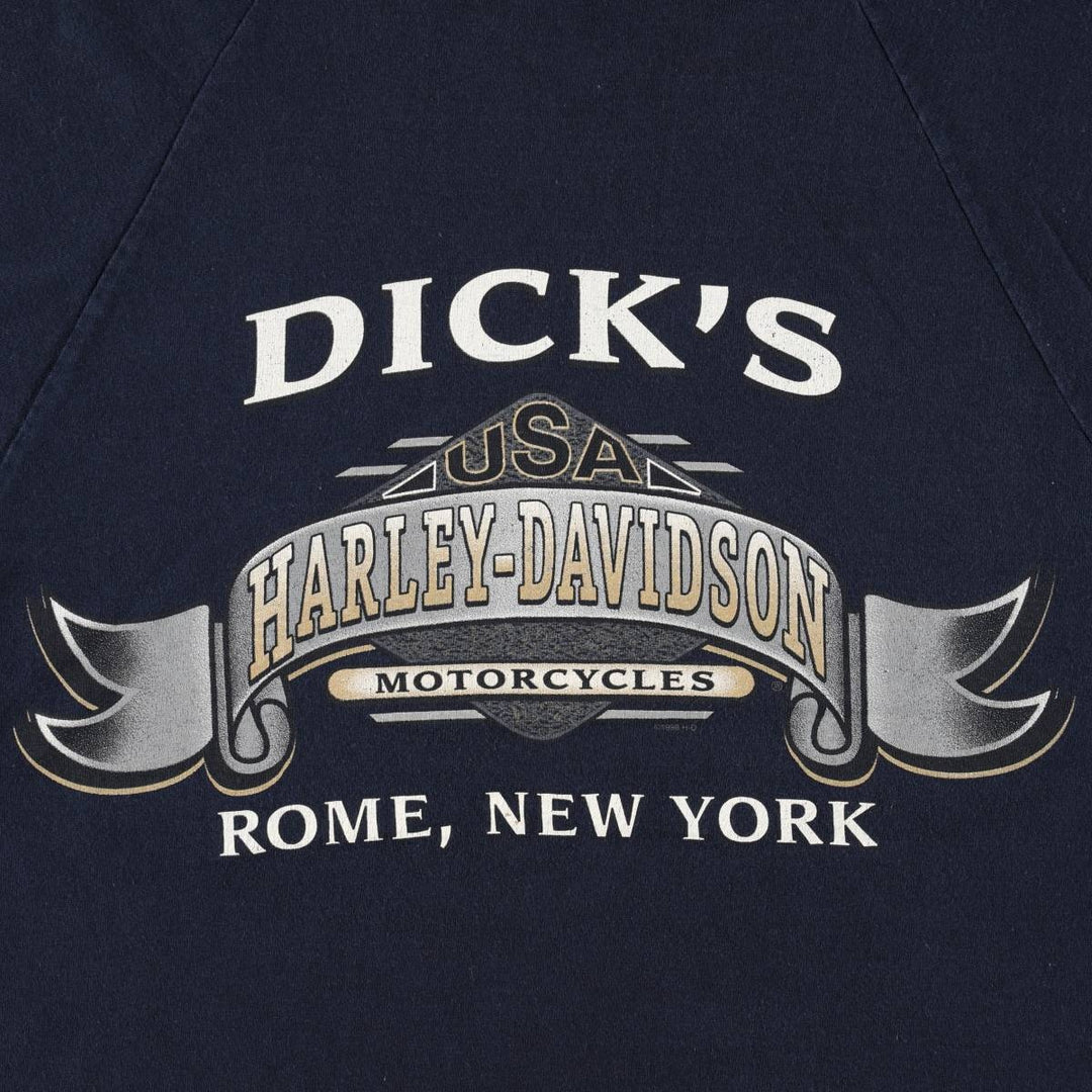 90'S Harley-Davidson V-neck Motorcycle T-shirt, Made in USA, Men's Size M (approx.), Vintage cotton navy blue type Vintage Second Hand