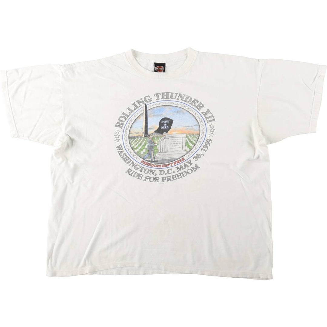 90'S Harley-Davidson Motorcycle Bike T-shirt Made in USA Men's XXL Vintage cotton white type Vintage Second Hand