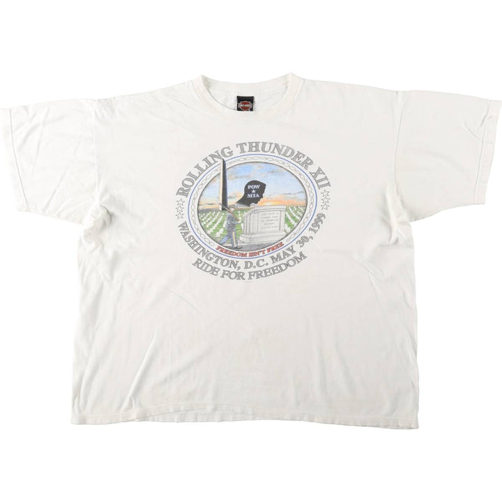 90'S Harley-Davidson Motorcycle Bike T-shirt Made in USA Men's XXL Vintage cotton white type Vintage Second Hand