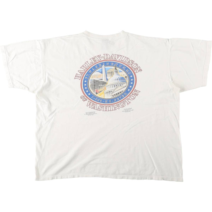 90'S Harley-Davidson Motorcycle Bike T-shirt Made in USA Men's XXL Vintage cotton white type Vintage Second Hand