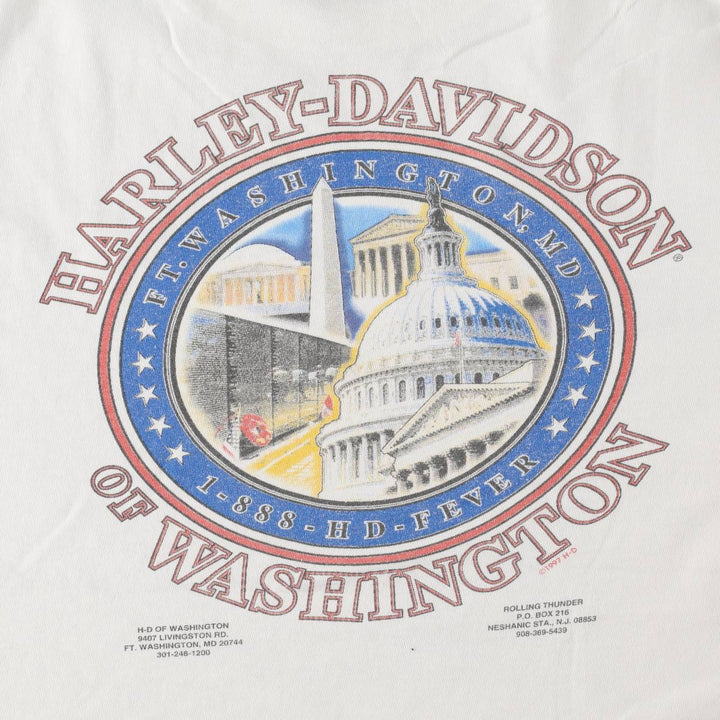 90'S Harley-Davidson Motorcycle Bike T-shirt Made in USA Men's XXL Vintage cotton white type Vintage Second Hand