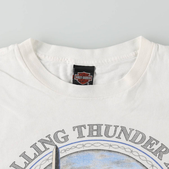 90'S Harley-Davidson Motorcycle Bike T-shirt Made in USA Men's XXL Vintage cotton white type Vintage Second Hand