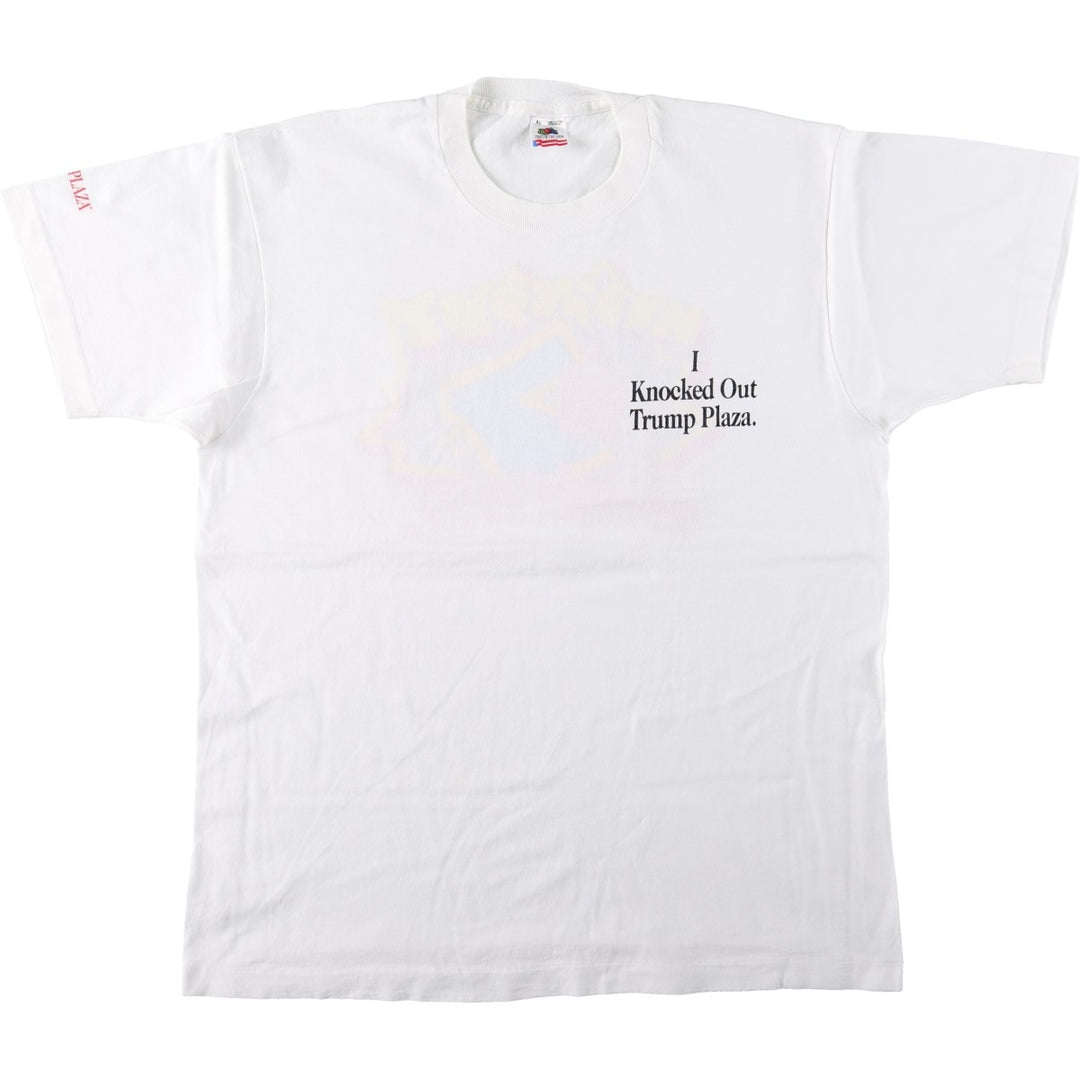 90'S Fruit of the Loom Trump Plaza was a hotel and casino advertising T-shirt, Made in USA, Men's XL equivalent. cotton white type Vintage Second Hand