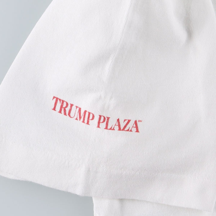 90'S Fruit of the Loom Trump Plaza was a hotel and casino advertising T-shirt, Made in USA, Men's XL equivalent. cotton white type Vintage Second Hand