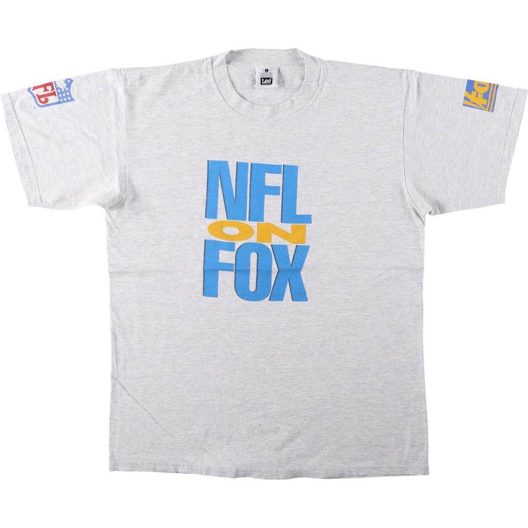 Lee NFL ON FOX TV Show Print T-Shirt, Made in USA, Men's Size L (approx.) cotton gray type Vintage Second Hand
