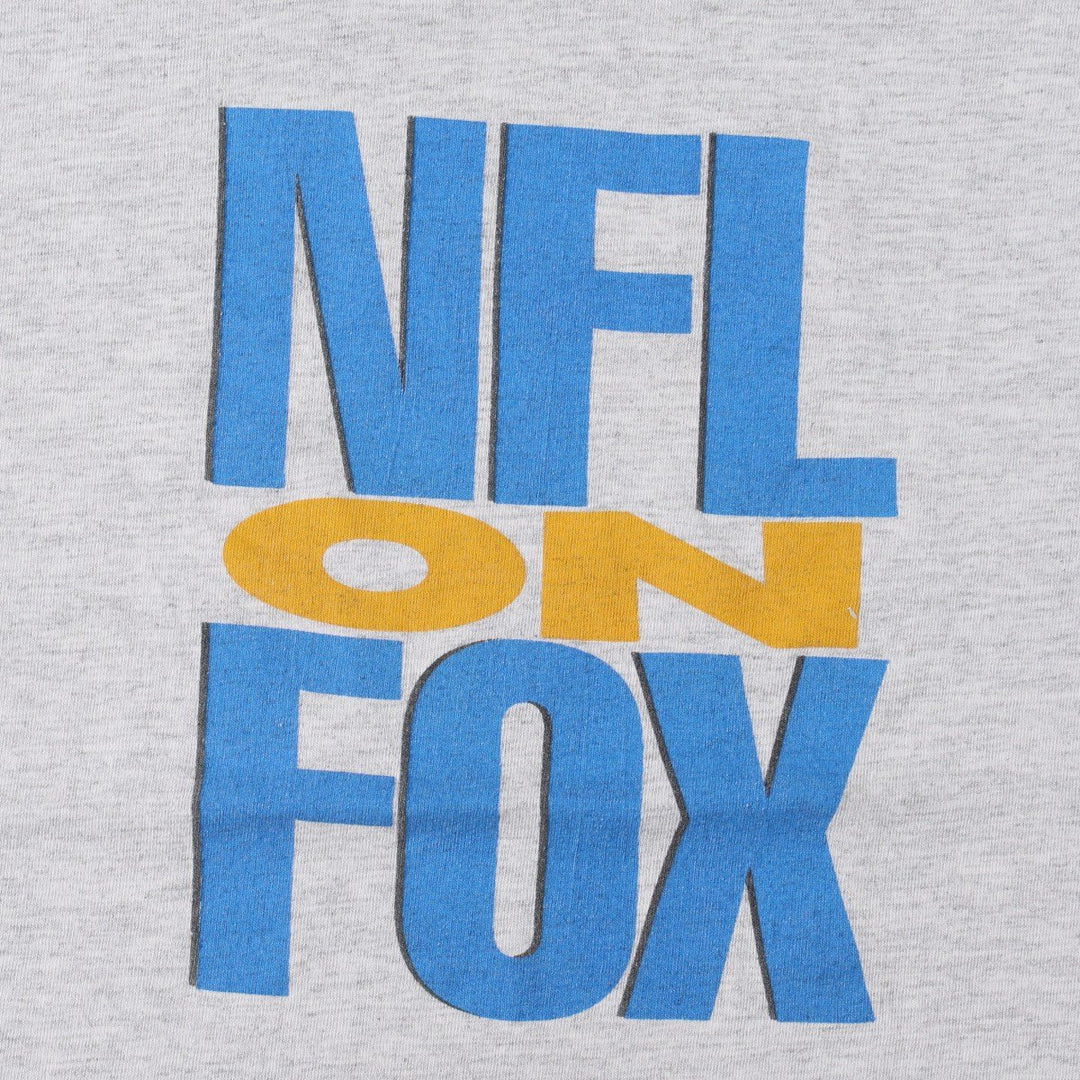 Lee NFL ON FOX TV Show Print T-Shirt, Made in USA, Men's Size L (approx.) cotton gray type Vintage Second Hand