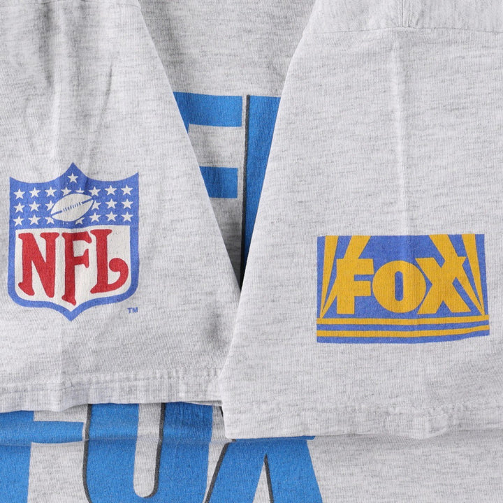 Lee NFL ON FOX TV Show Print T-Shirt, Made in USA, Men's Size L (approx.) cotton gray type Vintage Second Hand