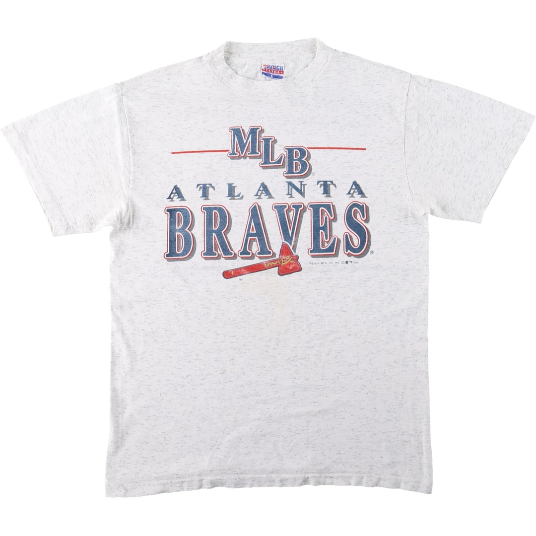 90'S TRENCH ULTRA MLB ATLANTA BRAVES Sports Print T-Shirt, Made in USA, Men's Size L (approx.) cotton gray type Vintage Second Hand
