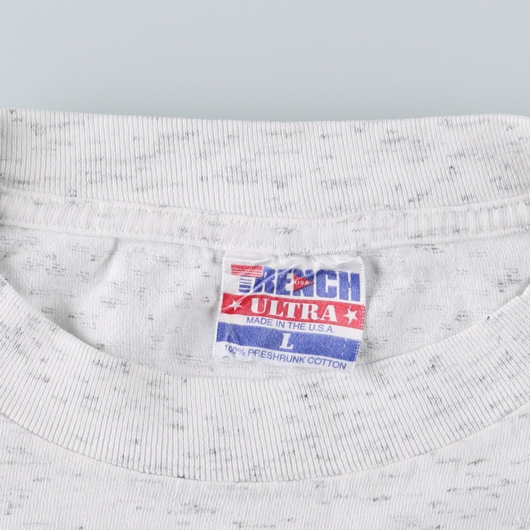 90'S TRENCH ULTRA MLB ATLANTA BRAVES Sports Print T-Shirt, Made in USA, Men's Size L (approx.) cotton gray type Vintage Second Hand