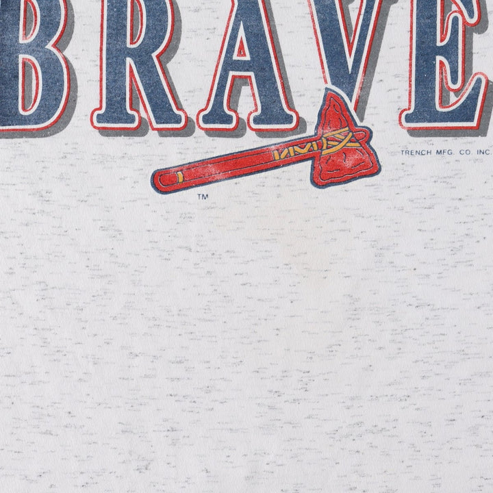 90'S TRENCH ULTRA MLB ATLANTA BRAVES Sports Print T-Shirt, Made in USA, Men's Size L (approx.) cotton gray type Vintage Second Hand