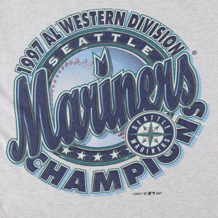 TULTEX MLB SEATTLE MARINERS Sports Print T-Shirt, Men's Size L (approx.) cotton gray type Vintage Second Hand