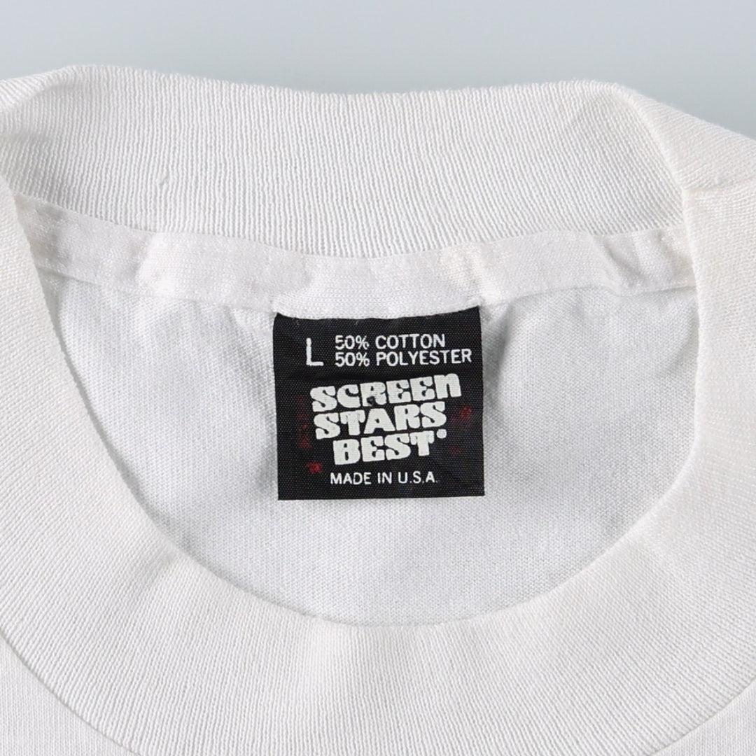 Screen Stars printed T-shirt, made in the USA, men's size L (equivalent). cotton white type Vintage Second Hand
