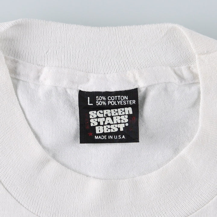 Screen Stars printed T-shirt, made in the USA, men's size L (equivalent). cotton white type Vintage Second Hand