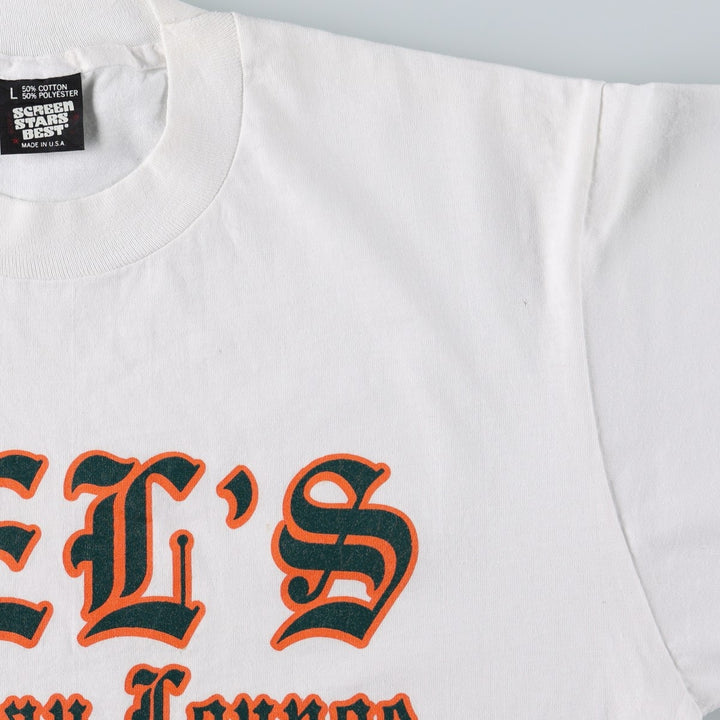 Screen Stars printed T-shirt, made in the USA, men's size L (equivalent). cotton white type Vintage Second Hand