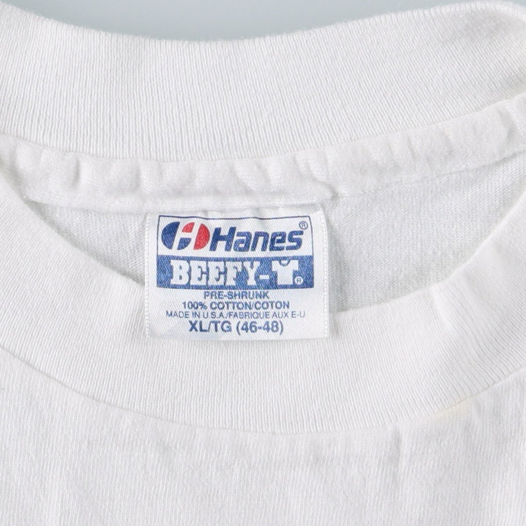 90'S Hanes BEEFY-T Tom Seaver sports print t-shirt, made in USA, men's size XL (approx.) cotton white type Vintage Second Hand