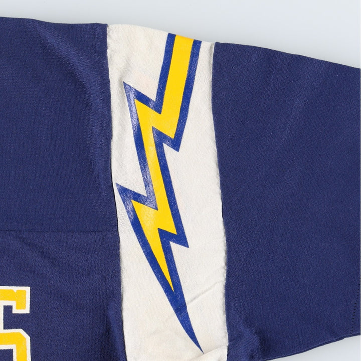 Rawlings NFL Los Angeles Chargers V-neck sports print T-shirt, Made in USA, Men's size L equivalent, Vintage. polyester navy blue type Vintage Second Hand