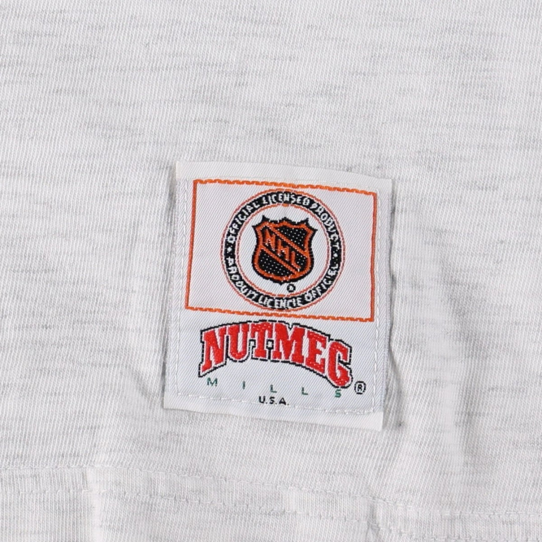 90'S NUTMEG NHL ANAHEIM DUCKS Sports Print T-Shirt Vintage cotton gray type Vintage Second Hand