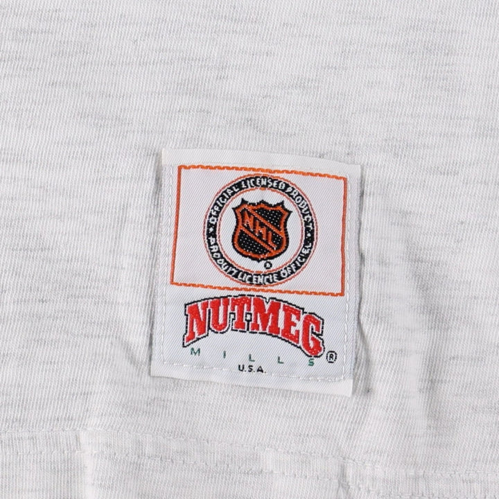 90'S NUTMEG NHL ANAHEIM DUCKS Sports Print T-Shirt Vintage cotton gray type Vintage Second Hand