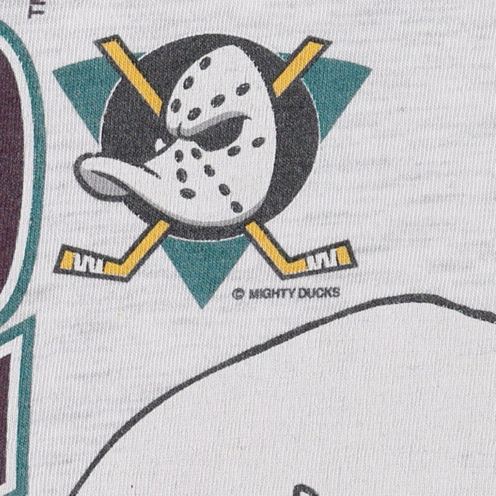 90'S NUTMEG NHL ANAHEIM DUCKS Sports Print T-Shirt Vintage cotton gray type Vintage Second Hand