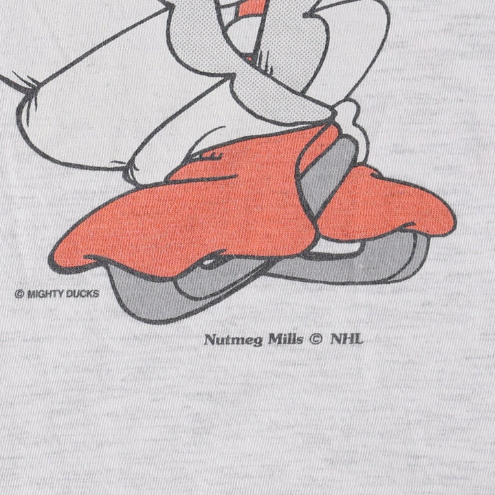 90'S NUTMEG NHL ANAHEIM DUCKS Sports Print T-Shirt Vintage cotton gray type Vintage Second Hand