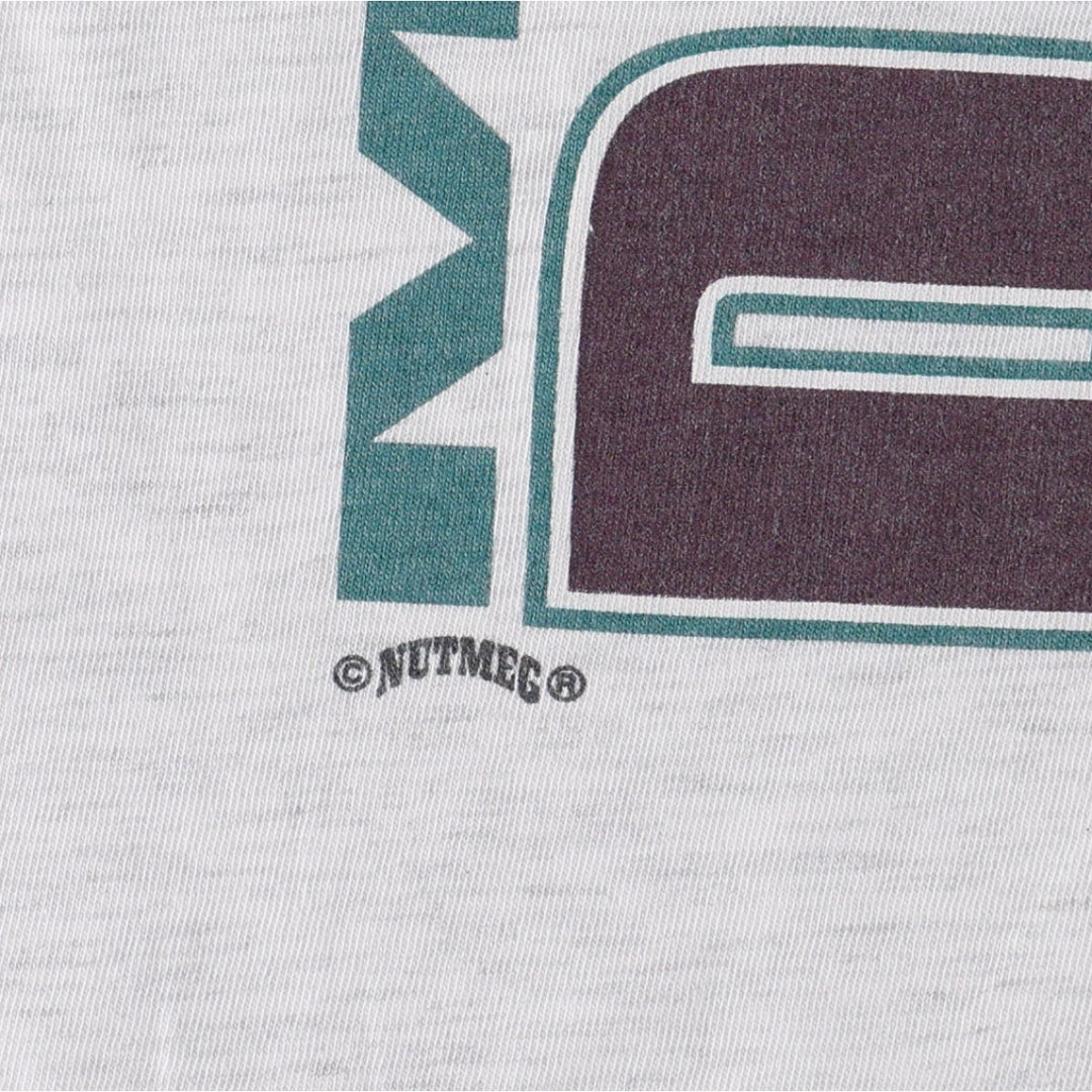 90'S NUTMEG NHL ANAHEIM DUCKS Sports Print T-Shirt Vintage cotton gray type Vintage Second Hand