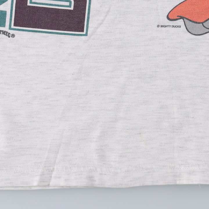 90'S NUTMEG NHL ANAHEIM DUCKS Sports Print T-Shirt Vintage cotton gray type Vintage Second Hand