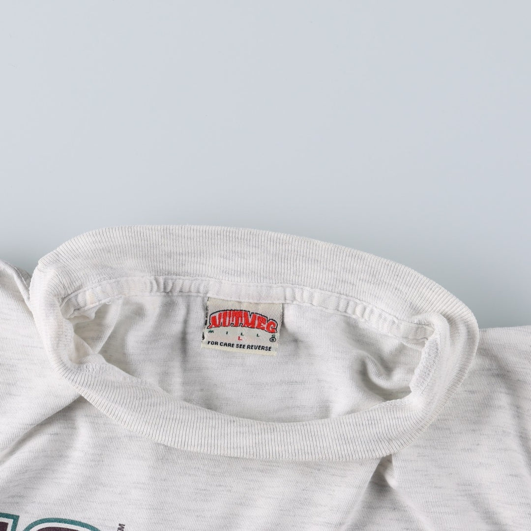 90'S NUTMEG NHL ANAHEIM DUCKS Sports Print T-Shirt Vintage cotton gray type Vintage Second Hand