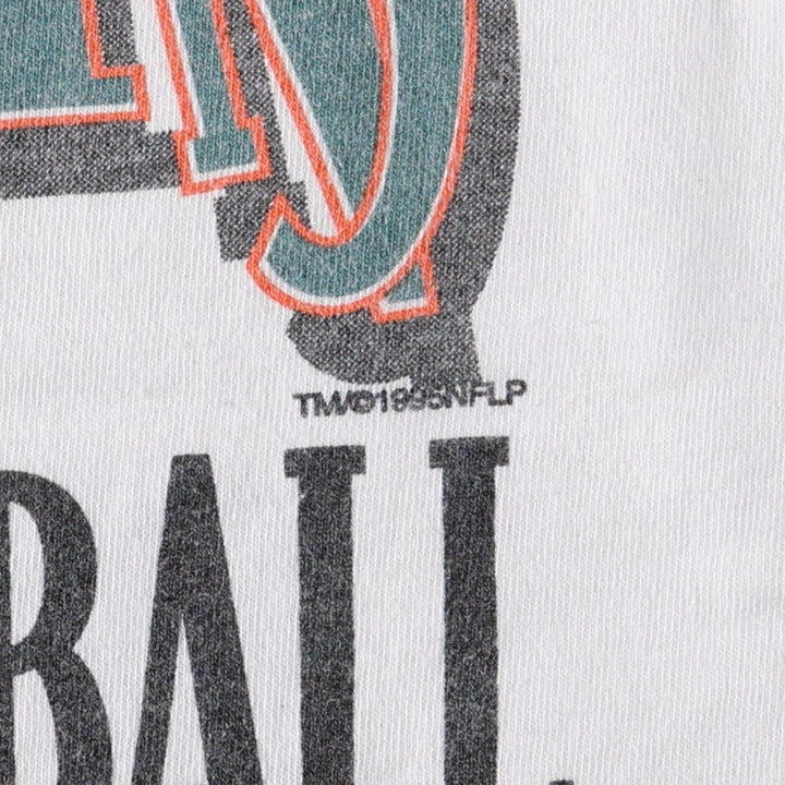 College Concepts NFL Miami Dolphins Sports Print T-Shirt, Made in USA, Men's Size L (approx.), Vintage cotton white type Vintage Second Hand