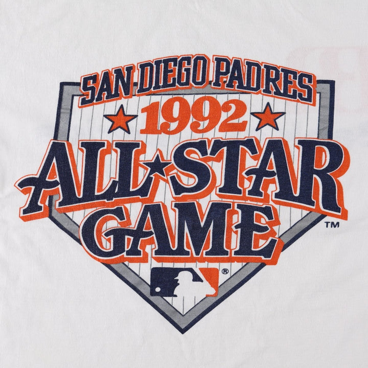 1992 Major League Baseball All-Star Game Sports Print T-Shirt, Men's Size M (Equivalent), Vintage unclear white type Vintage Second Hand