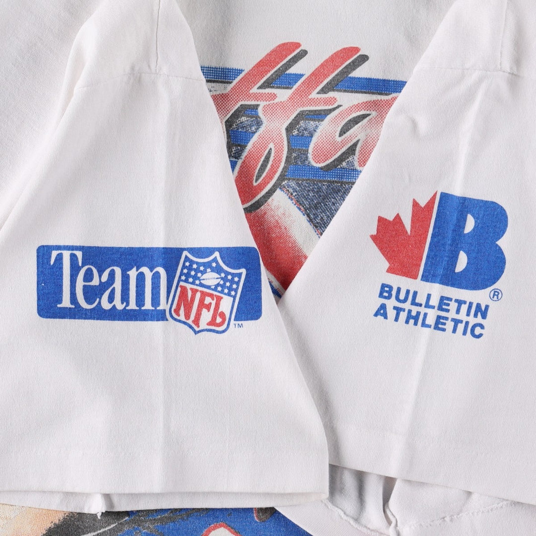 BULLETIN ATHLETIC NFL BUFFALO BILLS Logo Print T-Shirt, Made in Canada, Men's Size L (approx.) cotton white type Vintage Second Hand