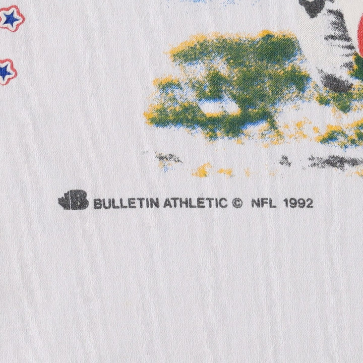 BULLETIN ATHLETIC NFL BUFFALO BILLS Logo Print T-Shirt, Made in Canada, Men's Size L (approx.) cotton white type Vintage Second Hand
